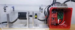 8. Here, the fully-assembled dynamometer is testing a stepper motor. 8. Here, the fully-assembled dynamometer is testing a stepper motor.