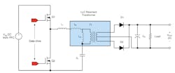 1. Shown is a schematic of the half-bridge LLC resonant dc-dc converter. 1. Shown is a schematic of the half-bridge LLC resonant dc-dc converter.
