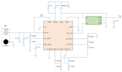 3. Schematic diagram of the energy-harvesting circuit, which is a key part of the overall electronic circuitry. (Source: Caltech) 3. Schematic diagram of the energy-harvesting circuit, which is a key part of the overall electronic circuitry. (Source: Caltech)