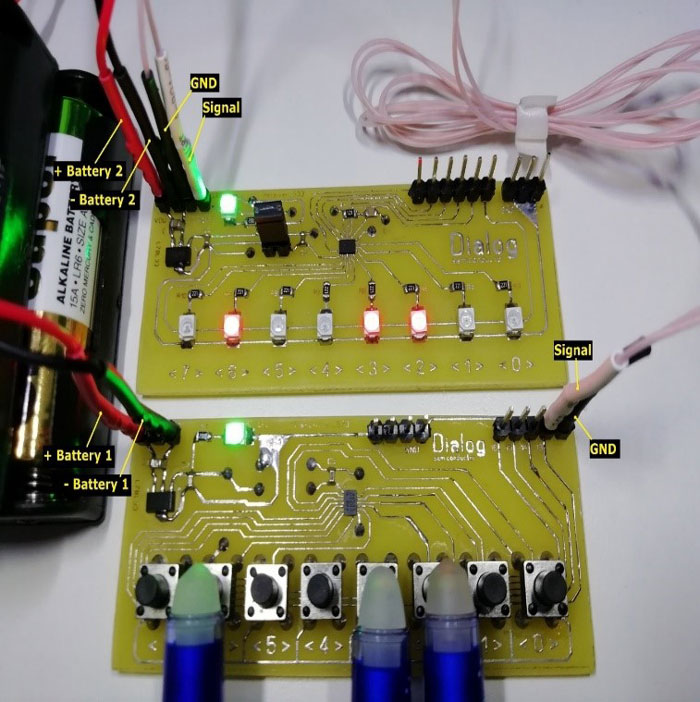 18. This is a complete &ldquo;Transmitter_533 &ndash; Receiver_533&rdquo; system (Input Signal from Buttons is 01001100).