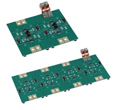 2. These evaluation boards for the multiple members of the TMCS1100 (top) and TMCS1101 (bottom) Hall-effect sensor series are each designed to handle the four range/gain variants of model.