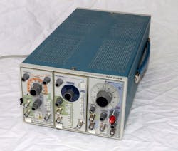 1. This old Tektronix TM503 mainframe holds three plug-in modules that do various test equipment functions. 1. This old Tektronix TM503 mainframe holds three plug-in modules that do various test equipment functions.