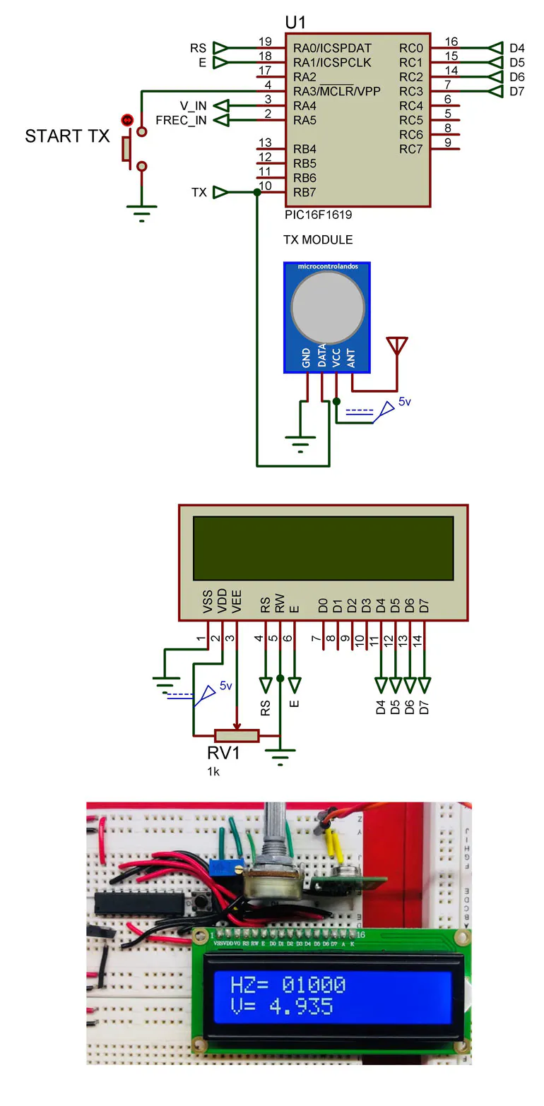 Microcontroller Transmeter Microcontroller Sends Voltage and Frequency via Low-Cost Modules ...