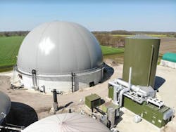 3. Here’s a photo of the farm's biogas-powered CHP facility. (Credit: ETW Energietechnik) 3. Here’s a photo of the farm's biogas-powered CHP facility. (Credit: ETW Energietechnik)