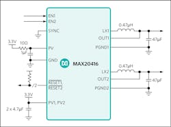 12. Dual POL voltage regulator IC.
