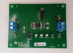 4. The TPSM53604EVM 3.8- to 36-V input, 4-A power-module evaluation board includes input and output capacitors. (Source: TI)