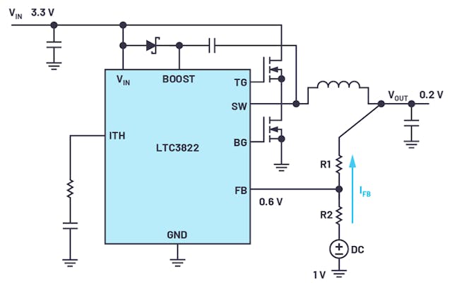 2. The circuit is modified to generate output voltages of less than 0.6 V.
