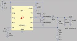 3. A simulation tool such as LTspice from Analog Devices can be used for initial testing of the circuit to verify that the configuration will work with these components (in principle).
