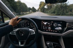 1. A typical modern automobile instrument cluster and center console. 1. A typical modern automobile instrument cluster and center console.