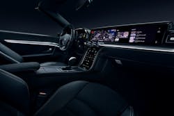 1. Innovative interior design concepts, such as the Harman Digital Cockpit shown at CES in 2018, feature a broad expanse of display screen glass. (Credit: Harman, A Samsung Company)