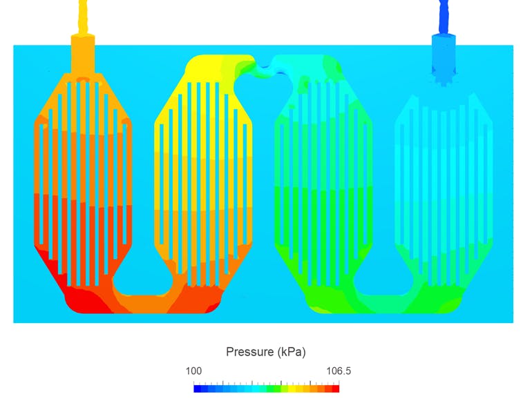 5. The IGBT cooled via water cooling after making design changes. (Source: SimScale)