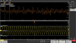 Figure 3. This is an example of DC output ripple measurement with automatic measurement statistics. Figure 3. This is an example of DC output ripple measurement with automatic measurement statistics.