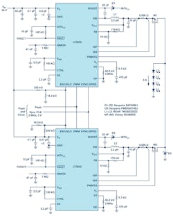 1. Parallel LT3932 1.5-A LED drivers yield 3-A machine-vision LED pulses with long off-times relative to standard PWM dimming frequencies. 1. Parallel LT3932 1.5-A LED drivers yield 3-A machine-vision LED pulses with long off-times relative to standard PWM dimming frequencies.