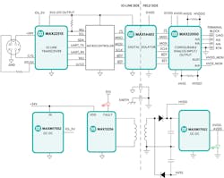 1. The MAXREFDES177# design joins analog I/O to IO-Link by blending a universal analog I/O IC with an IO-Link transceiver IC, yet separated by a digital-galvanic isolator. It&rsquo;s supported by an Atmel ATSAM low-power microcontroller and device-software stack.