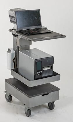 3. This industrial mobile workstation manufactured by Definitive Technology Group has a swappable battery.