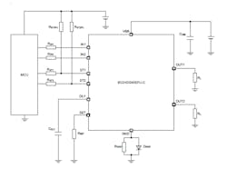 2. A typical application circuit for these devices shows that just a few passive components are needed between either device and its host microcontroller. 2. A typical application circuit for these devices shows that just a few passive components are needed between either device and its host microcontroller.