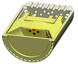 3. Temperature distribution in the LED spotlight components. (Source: SimScale) 3. Temperature distribution in the LED spotlight components. (Source: SimScale)
