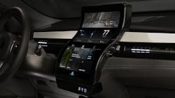 3. An S-shaped, touch-enabled center unit consisting of twin 12.1-in. OLCDs has been integrated into the Novares demo car Nova Car #2. (Source: Novares) 3. An S-shaped, touch-enabled center unit consisting of twin 12.1-in. OLCDs has been integrated into the Novares demo car Nova Car #2. (Source: Novares)
