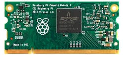 2. The Pi Compute module provides most of the functionality of a Raspberry Pi without all of the connectors. Various versions are available to match the functionality of the Raspberry Pi family.