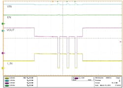 11. The TPS2595 eFuse overload response easily handles a 4-A load. 11. The TPS2595 eFuse overload response easily handles a 4-A load.
