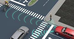 1. ADAS-equipped vehicles rely on fusion of sensor data from radars, LiDAR, and camera-based systems to create a 360-deg. field of target detection. (Courtesy of Xilinx) 1. ADAS-equipped vehicles rely on fusion of sensor data from radars, LiDAR, and camera-based systems to create a 360-deg. field of target detection. (Courtesy of Xilinx)
