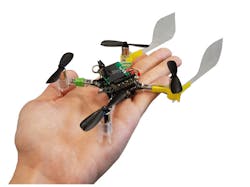 1. The Smellicopter is a modified commercial Crazyflie drone with custom electroantennogram circuit and vanes for passive upwind orientation.