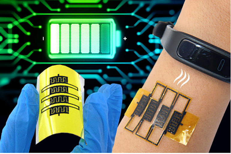 1. These micro-supercapacitor arrays (MSCAs) can provide energy storage along with flexibility and stretchability. (Source: Pennsylvania State University)