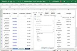 2. An Excel filter function drop-down box lets you select elevation angular resolution in the Industrial search tool&rsquo;s Evaluation sheet.