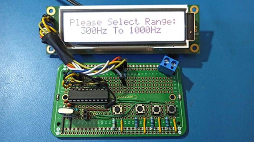 6. The main menu allows the user to first select a frequency range.