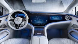 The Mercedes-Benz MBUX hyperscreen is a 55-in. display surface. (Source: Mercedes-Benz)