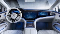 The Mercedes-Benz MBUX hyperscreen is a 55-in. display surface. (Source: Mercedes-Benz) The Mercedes-Benz MBUX hyperscreen is a 55-in. display surface. (Source: Mercedes-Benz)
