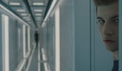 5. Many shots were down corridors like this one. In the center of the ceiling is a hidden track that allows the camera to move quickly down the corridor. 5. Many shots were down corridors like this one. In the center of the ceiling is a hidden track that allows the camera to move quickly down the corridor.