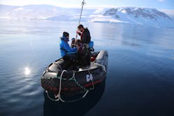 5. Shown is the pole arm used to take certain underwater shots. (National Geographic for Disney+/Brian Armstrong) 5. Shown is the pole arm used to take certain underwater shots. (National Geographic for Disney+/Brian Armstrong)