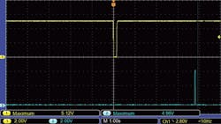 7. Trigger pulse and Reset output generated by gate U1D. 7. Trigger pulse and Reset output generated by gate U1D.