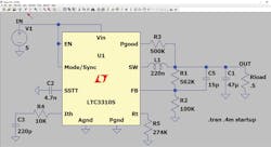 10. Simulation circuit of an LTC3310S using LTspice. 10. Simulation circuit of an LTC3310S using LTspice.