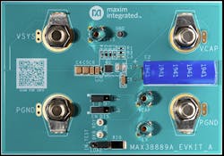 3. The evaluation board for the MAX38889 is simple, but it allows access and adjustment for assessing and tuning operation to the application specifics.