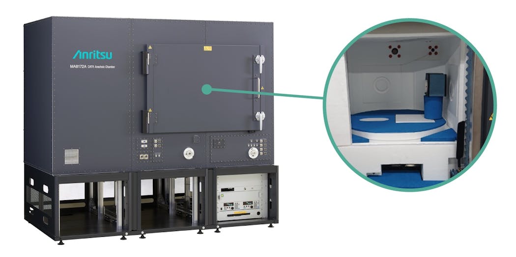 9. The CATR Anechoic Chamber MA8172A supports testing of 5G mobile devices utilizing Frequency Range 2 (FR2) mmWave bands.