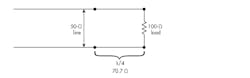 4. A quarter-wave section of transmission line can provide impedance matching. This technique is useful at high frequencies, where stripline can be used. 4. A quarter-wave section of transmission line can provide impedance matching. This technique is useful at high frequencies, where stripline can be used.