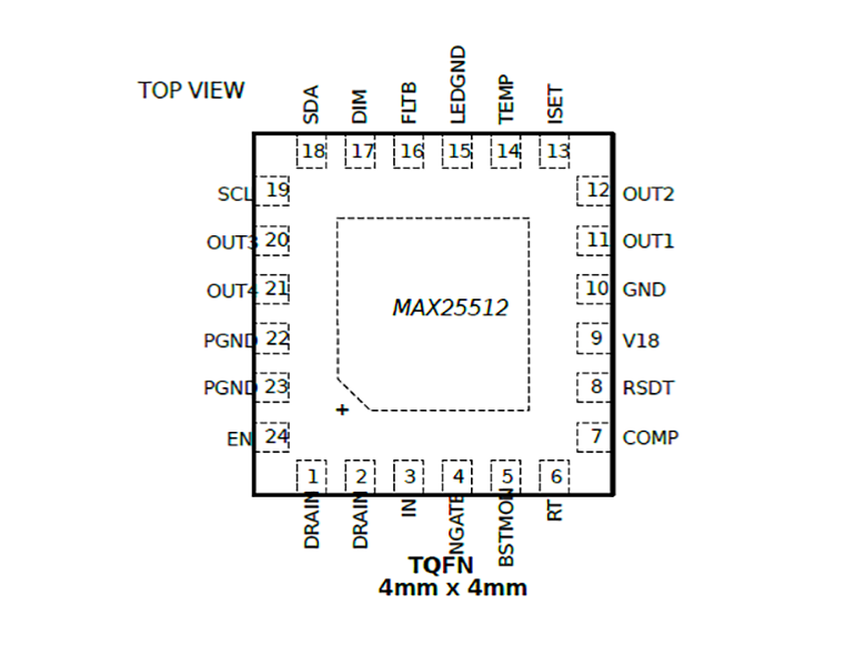 The MAX25512 LED backlight driver operates down to 3 V on battery input after startup without the addition of a pre-boost converter, protecting the display from power disruptions. The IC features multiple feedback loops for control.