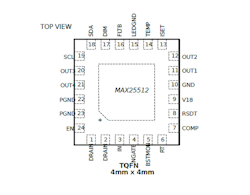 The MAX25512 LED backlight driver operates down to 3 V on battery input after startup without the addition of a pre-boost converter, protecting the display from power disruptions. The IC features multiple feedback loops for control.