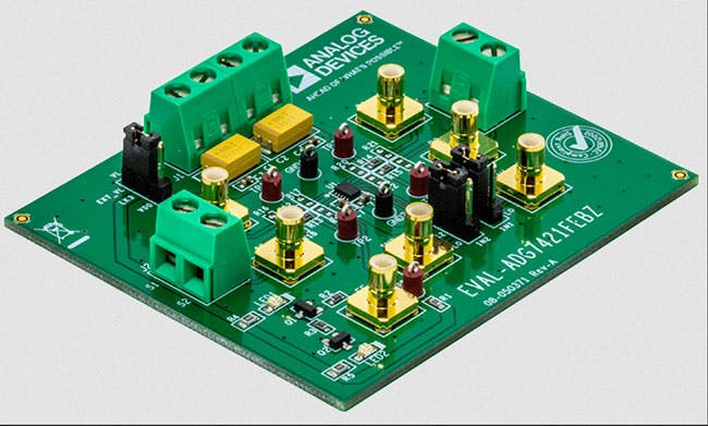 2. The ADG7421F Evaluation Kit provides a convenient platform for exercising the IC.
