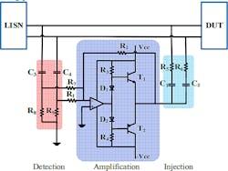 4. This high-performance filter design, with no magnetic components, can support high output currents in the order of 60 A. (Image from Reference 7) 4. This high-performance filter design, with no magnetic components, can support high output currents in the order of 60 A. (Image from Reference 7)