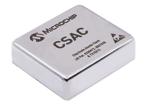 2. The board-mountable SA65 chip-scale atomic clock (CSAC) from Microchip Technology uses a highly modified, drastically scaled-down version of larger cesium-based atomic clocks to yield performance that&rsquo;s far better than a TXCO- or OXCO-based precision device.