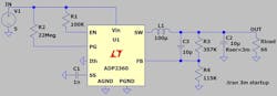 3. This LTspice simulation is checking the behavior of a switching regulator&rsquo;s input voltage.