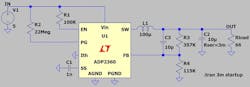 3. This LTspice simulation is checking the behavior of a switching regulator’s input voltage. 3. This LTspice simulation is checking the behavior of a switching regulator’s input voltage.