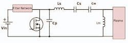 5. The schematic illustrates a power inverter for a plasma load with a matching network. (Image from Reference 5) 5. The schematic illustrates a power inverter for a plasma load with a matching network. (Image from Reference 5)