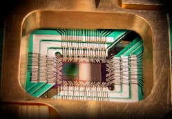 D-Wave Systems built a 128-qubit superconducting adiabatic quantum optimization processor. (D-Wave Systems, Inc., CC BY 3.0, via Wikimedia Commons)