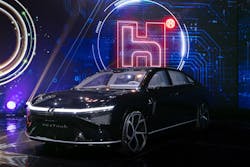 Jointly developed with the Italian design firm Pininfarina SpA, the Model E sedan offers a power output of about 750 hp, 0- to 100-km acceleration in 2.8 seconds, and a 750-km range (435 miles). Jointly developed with the Italian design firm Pininfarina SpA, the Model E sedan offers a power output of about 750 hp, 0- to 100-km acceleration in 2.8 seconds, and a 750-km range (435 miles).