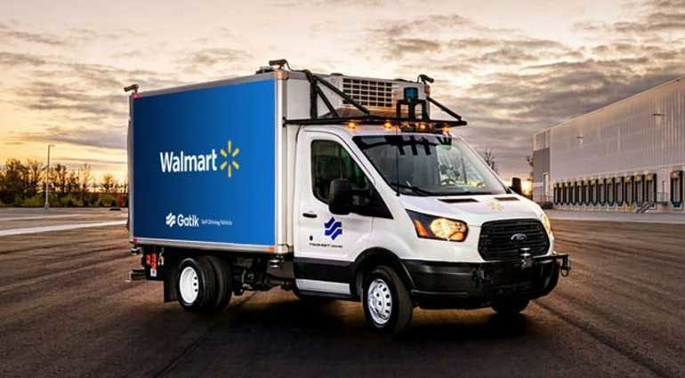 Gatik operates the Walmart trucks. The safety operator was pulled from behind the wheel of two self-driving box trucks that operate on a 7.1-mile route in Bentonville. (Source: Gatik)