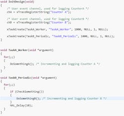 1. Basic code example with two RTOS tasks. 1. Basic code example with two RTOS tasks.